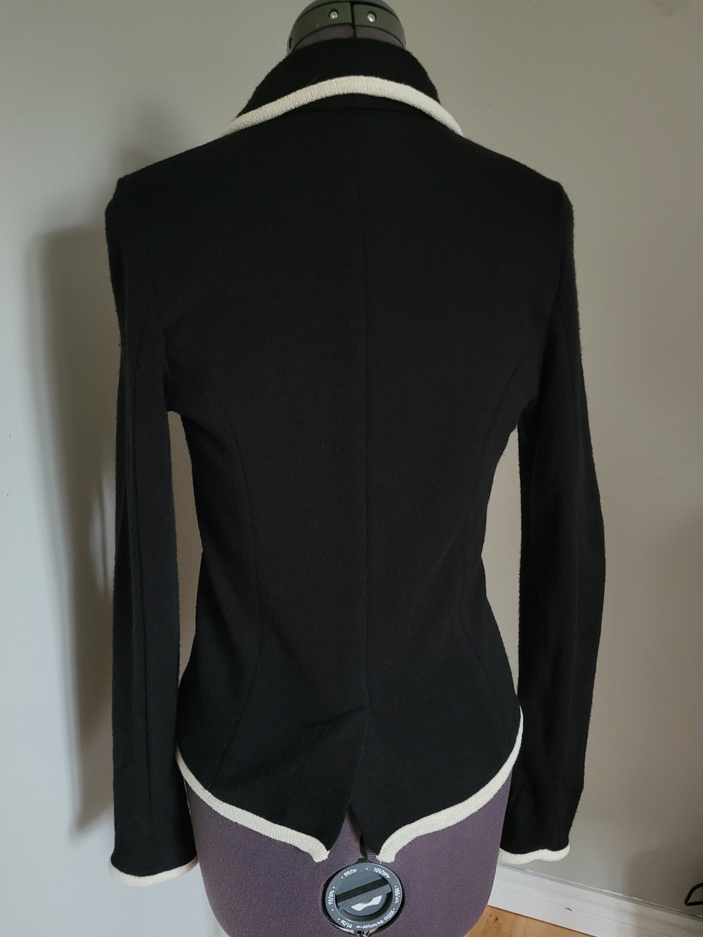 Anthropologie MOTH Black Knit Academic Blazer Cardigan Trimmed Jacket Preppy - Picture 7 of 7